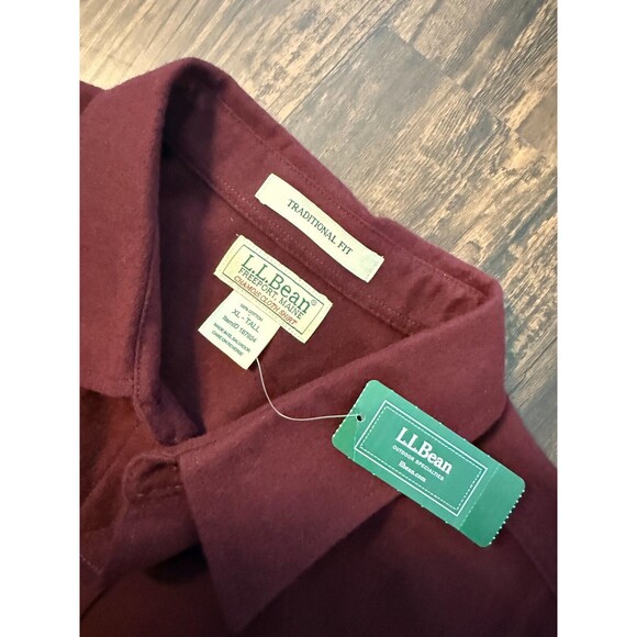 LL Bean Mens Deep Wine Chamois Traditional Fit button Down Shirt Sz XL Tall - Picture 2 of 11